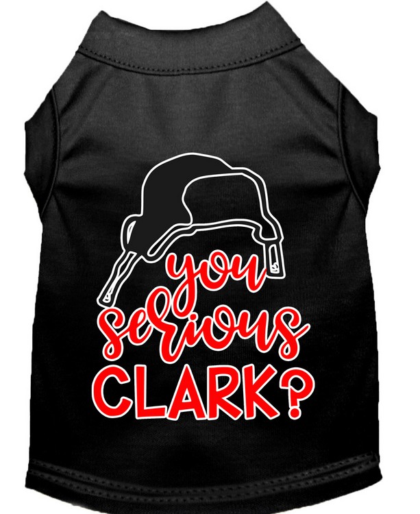 You Serious Clark? Screen Print Dog Shirt Black Med